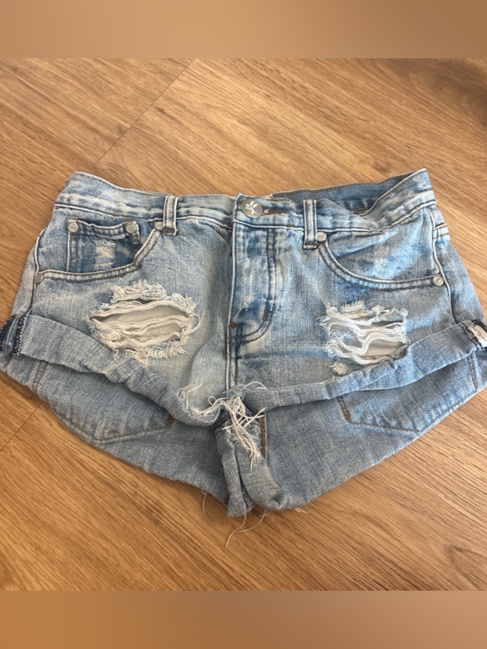 Levi's Light Blue Distressed Cutoff Denim Shorts
